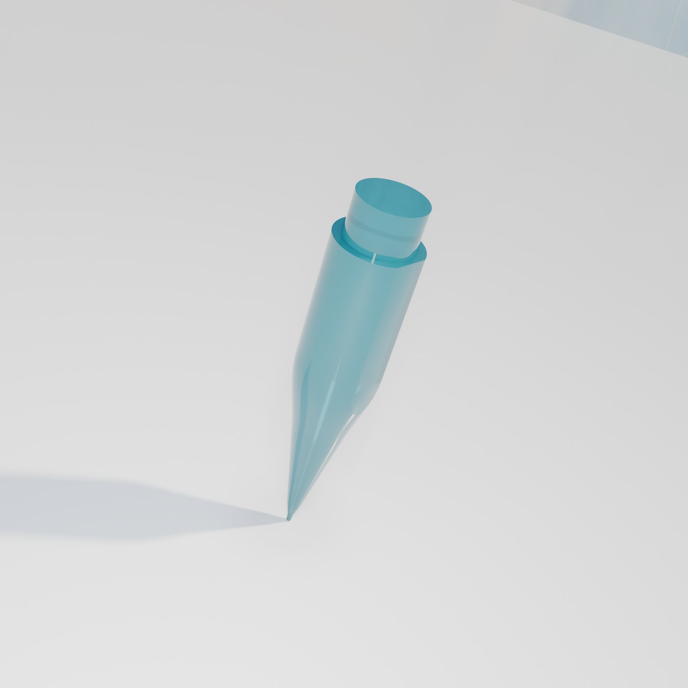 Rendered product photo of the Loading Cone, a teal precision resin component
